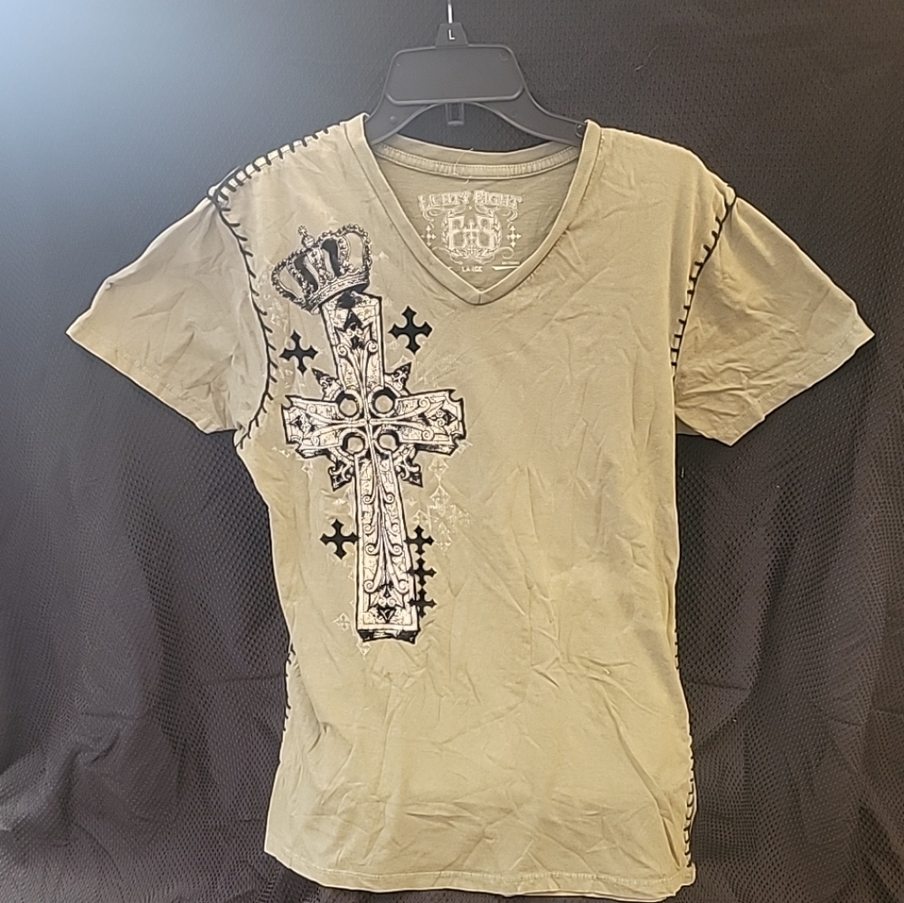 Eighty eight Beige Tshirt Stiched seams Cross